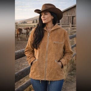 Vintage Danier Tan Suede Hoodie Jacket size M.